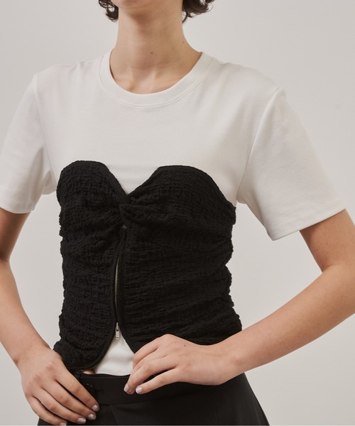 CITY TOKYO(シティトウキョウ)の「【CITY TOKYO/シティートウキョウ】Bustier Combination Tops/ビスチェコンビネーショントップス(Tシャツ/カットソー・レディース・ホワイト/ブラック・FREE)」の18枚目の写真