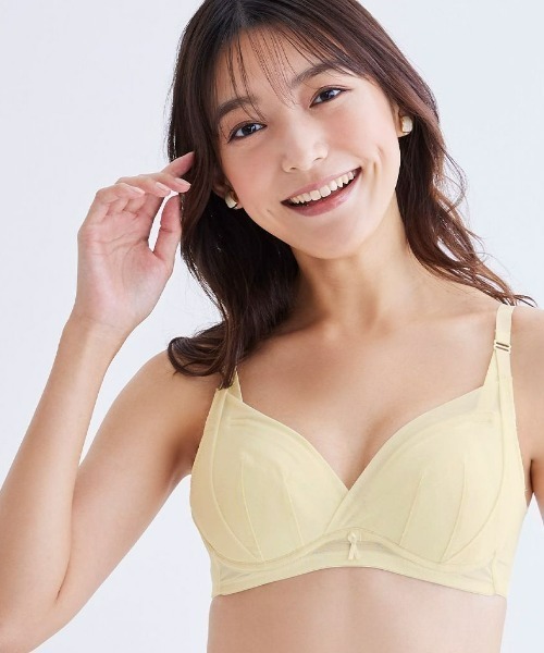 nissen(ニッセン)の「プチ胸サイズ 柔らかフィットソフトワイヤーブラジャー(プティシュ)(ブラジャー・レディース・イエロー/ピンク・A65/A70/A80/B80/B70/A85/B85/B90/B95/A100/A90/A95/AA70/AAA65/AA65/AA75/AAA80/AA80/AAA75/AAA70/A75/B75)」の1枚目の写真