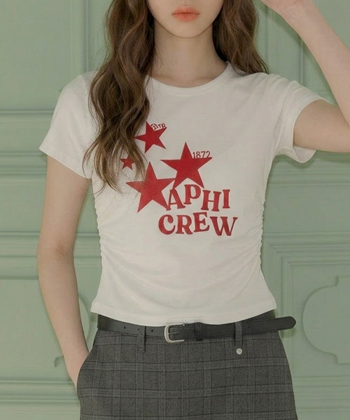 VIVID LADY(ビビッドレディー)の「スターグラフィック シャーリング 半袖Tシャツ(Tシャツ/カットソー・レディース・チャコールグレー/ワイン/ブラック/アイボリー/ブルー・FREE)」の13枚目の写真