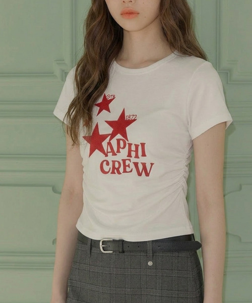 VIVID LADY(ビビッドレディー)の「スターグラフィック シャーリング 半袖Tシャツ(Tシャツ/カットソー・レディース・チャコールグレー/ワイン/ブラック/アイボリー/ブルー・FREE)」の14枚目の写真