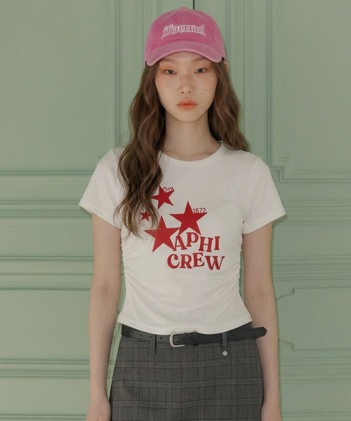 VIVID LADY(ビビッドレディー)の「スターグラフィック シャーリング 半袖Tシャツ(Tシャツ/カットソー・レディース・チャコールグレー/ワイン/ブラック/アイボリー/ブルー・FREE)」の15枚目の写真