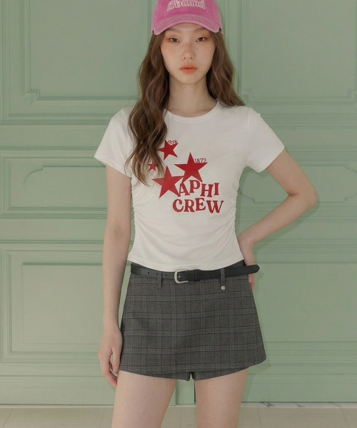 VIVID LADY(ビビッドレディー)の「スターグラフィック シャーリング 半袖Tシャツ(Tシャツ/カットソー・レディース・チャコールグレー/ワイン/ブラック/アイボリー/ブルー・FREE)」の16枚目の写真