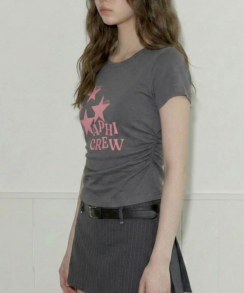 VIVID LADY(ビビッドレディー)の「スターグラフィック シャーリング 半袖Tシャツ(Tシャツ/カットソー・レディース・チャコールグレー/ワイン/ブラック/アイボリー/ブルー・FREE)」の22枚目の写真