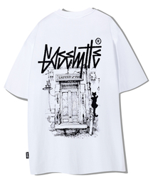 オールドカフェプリント半袖TシャツホワイトYT-3Y23