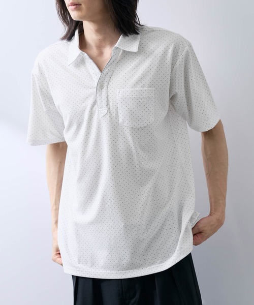 NAVY(ネイビー)の「【SARARI /サラリ】接触冷感 カノコドット柄 スキッパー 半袖ポロシャツ(ポロシャツ・メンズ・ブラック/ホワイト・S/M/L/XL)」の2枚目の写真