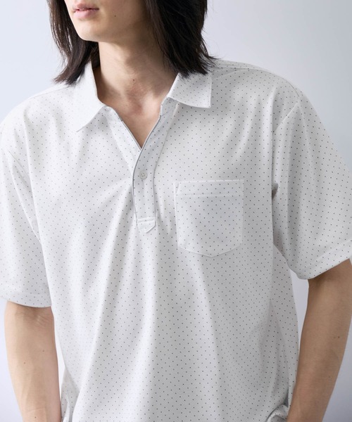 NAVY(ネイビー)の「【SARARI /サラリ】接触冷感 カノコドット柄 スキッパー 半袖ポロシャツ(ポロシャツ・メンズ・ブラック/ホワイト・S/M/L/XL)」の5枚目の写真