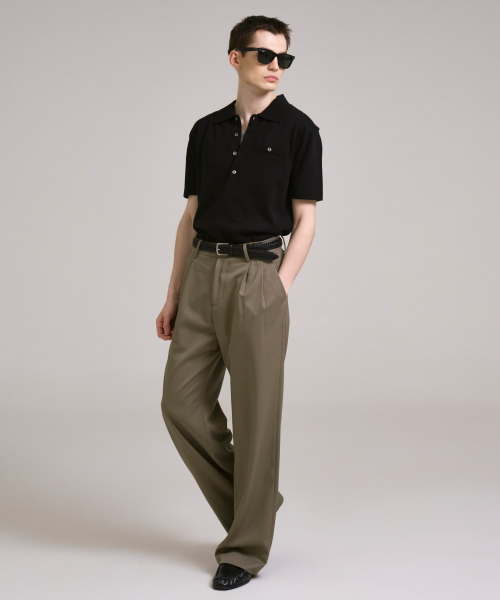 SSIN AND LEE(シンアンドリー)の「ノクターナル ワイドプリーツウールスラックス カーキ(スラックス・メンズ・その他・LARGE/MEDIUM)」の3枚目の写真