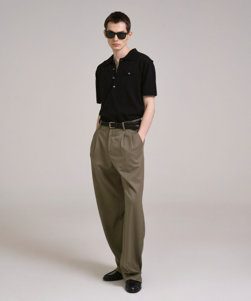 SSIN AND LEE(シンアンドリー)の「ノクターナル ワイドプリーツウールスラックス カーキ(スラックス・メンズ・その他・LARGE/MEDIUM)」の4枚目の写真