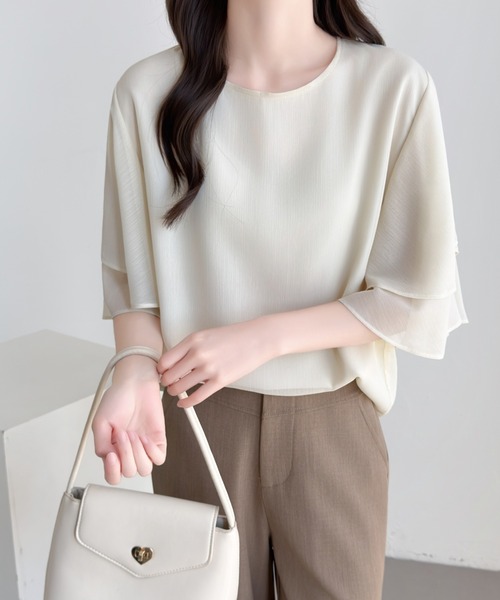 ABITOKYO(アビトーキョー)の「ダブルフレアスリーブブラウス(シャツ/ブラウス・レディース・ブラック/ベージュ/モカ・L/M)」の14枚目の写真