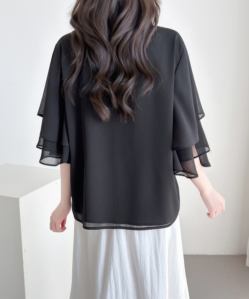 ABITOKYO(アビトーキョー)の「ダブルフレアスリーブブラウス(シャツ/ブラウス・レディース・ブラック/ベージュ/モカ・L/M)」の17枚目の写真