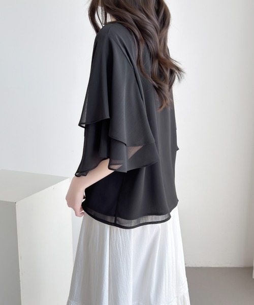 ABITOKYO(アビトーキョー)の「ダブルフレアスリーブブラウス(シャツ/ブラウス・レディース・ブラック/ベージュ/モカ・L/M)」の18枚目の写真