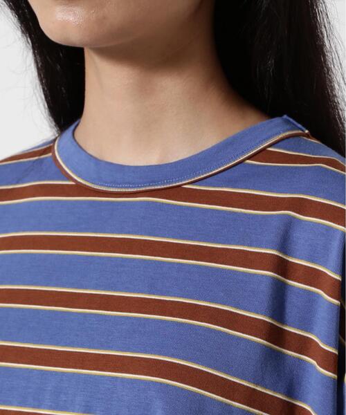 BEAVER(ビーバー)の「B omnivore/ビーオムニボー 天竺ボーダーワイドTEE WOMEN'S(Tシャツ/カットソー・レディース・グレー/ブルー・F)」の6枚目の写真