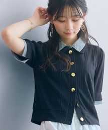 <大きいサイズ>ダブルカラーショート丈カーディガン marun