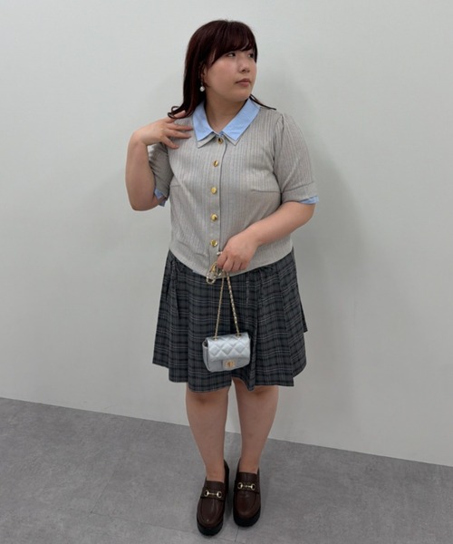 marun（マルン）の「＜大きいサイズ＞ダブルカラーショート丈カーディガン marun（カーディガン/ボレロ・レディース・ブラック系/グレー系・3L/LL/L/5L/4L）」の7枚目の写真