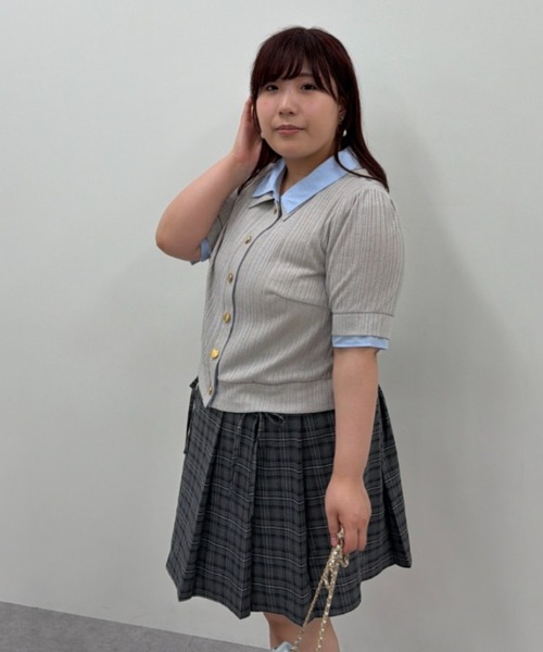 marun（マルン）の「＜大きいサイズ＞ダブルカラーショート丈カーディガン marun（カーディガン/ボレロ・レディース・ブラック系/グレー系・3L/LL/L/5L/4L）」の8枚目の写真