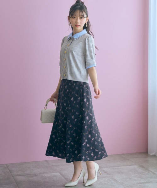 marun（マルン）の「＜大きいサイズ＞ダブルカラーショート丈カーディガン marun（カーディガン/ボレロ・レディース・ブラック系/グレー系・3L/LL/L/5L/4L）」の12枚目の写真
