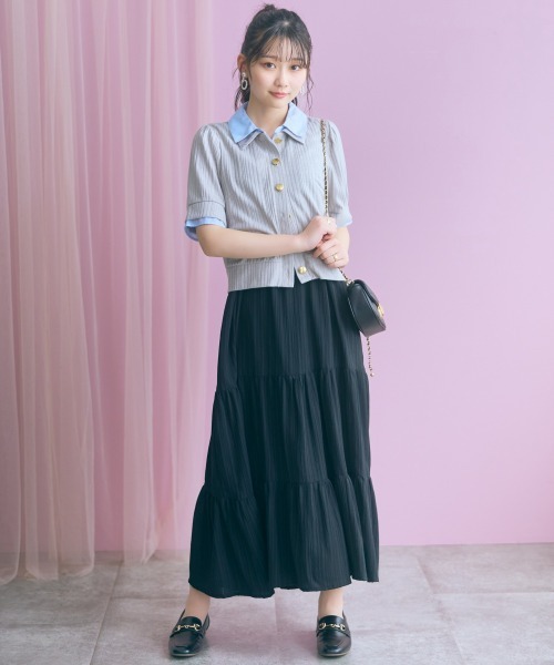 marun（マルン）の「＜大きいサイズ＞ダブルカラーショート丈カーディガン marun（カーディガン/ボレロ・レディース・ブラック系/グレー系・3L/LL/L/5L/4L）」の16枚目の写真