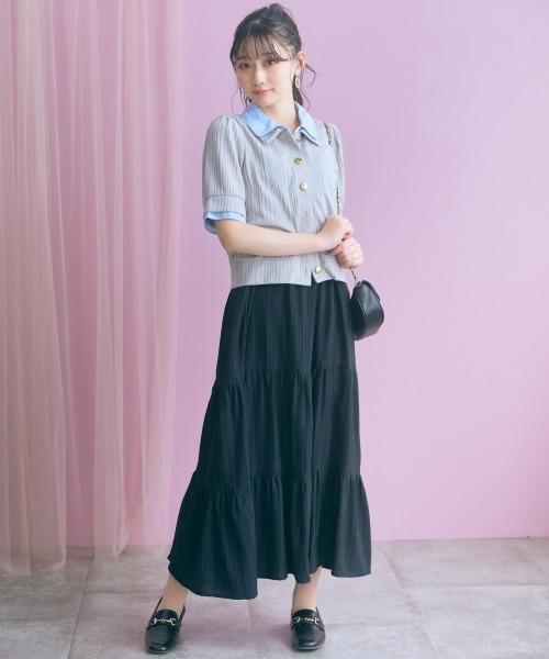 marun（マルン）の「＜大きいサイズ＞ダブルカラーショート丈カーディガン marun（カーディガン/ボレロ・レディース・ブラック系/グレー系・3L/LL/L/5L/4L）」の17枚目の写真