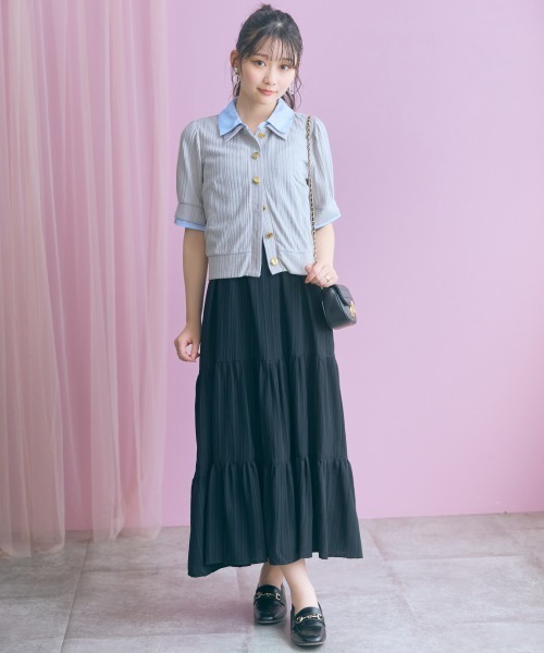 marun（マルン）の「＜大きいサイズ＞ダブルカラーショート丈カーディガン marun（カーディガン/ボレロ・レディース・ブラック系/グレー系・3L/LL/L/5L/4L）」の19枚目の写真