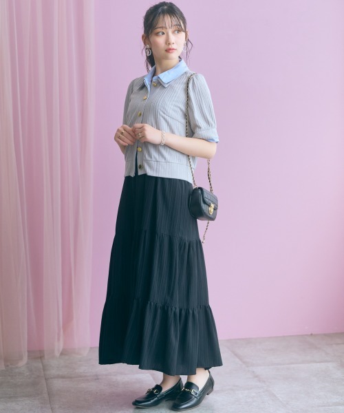 marun（マルン）の「＜大きいサイズ＞ダブルカラーショート丈カーディガン marun（カーディガン/ボレロ・レディース・ブラック系/グレー系・3L/LL/L/5L/4L）」の20枚目の写真