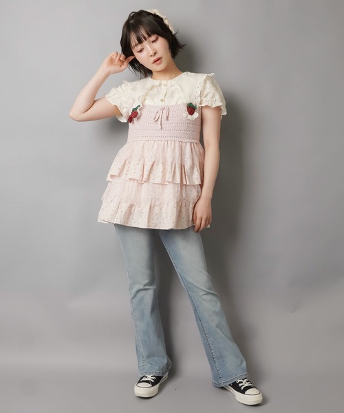 SPINNS(スピンズ)の「ルーツ刺繍が気分☆彡フルーツモチーフ刺繍レース半袖ブラウス/NEO森ガール(シャツ/ブラウス・レディース・アイボリー・ONESIZE)」の7枚目の写真