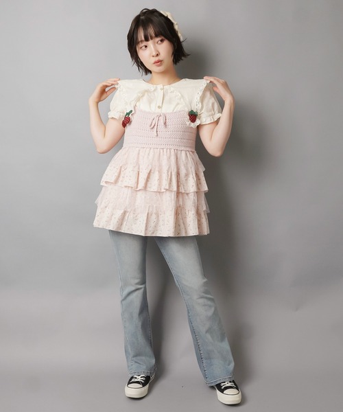 SPINNS(スピンズ)の「ルーツ刺繍が気分☆彡フルーツモチーフ刺繍レース半袖ブラウス/NEO森ガール(シャツ/ブラウス・レディース・アイボリー・ONESIZE)」の9枚目の写真