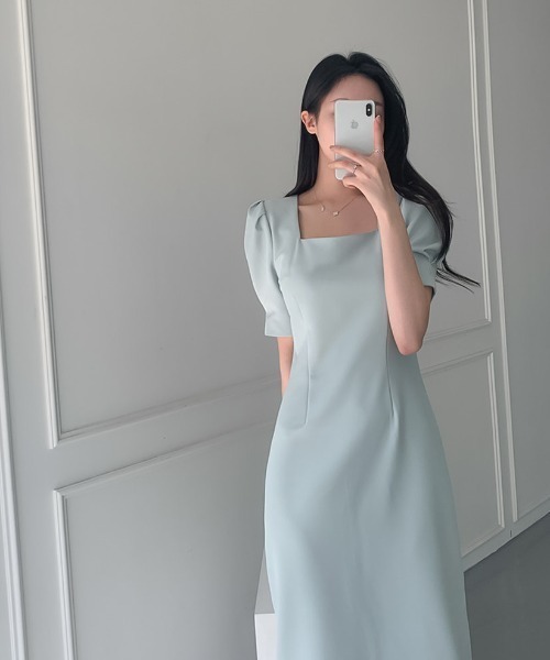 FAVORITO(ファヴォリート)の「スクエアネックラインワンピース(ワンピース・レディース・ホワイト/ライトブルー・S/M/L)」の12枚目の写真