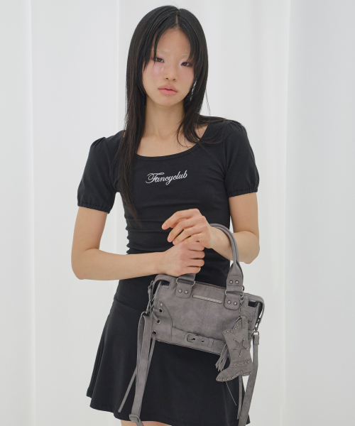 FANCY CLUB BELTED WASHING LEATHER グレー セール】BELTED WASHING VEGAN LEATHER MINI BAG (GRAY) F26QE991