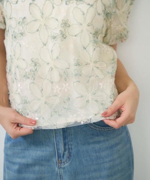 Lunea(ルネア)の「フラワーチュールボリュームブラウス / flower tulle volume blouse(シャツ/ブラウス・レディース・ピンク/グリーン/ホワイト・FREE)」の12枚目の写真