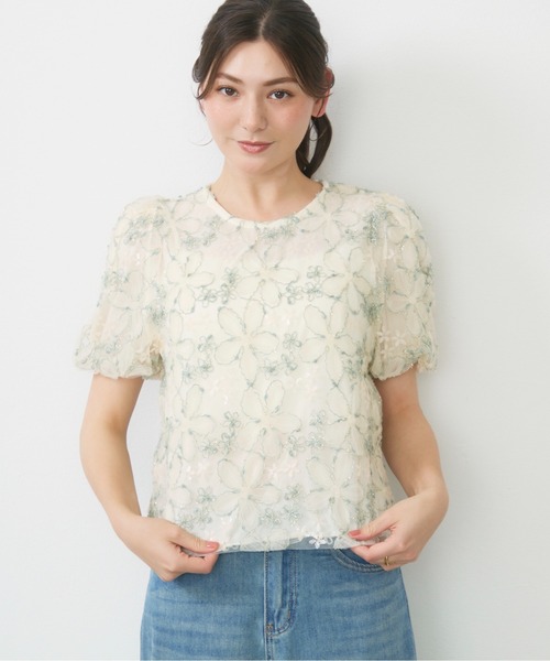 Lunea(ルネア)の「フラワーチュールボリュームブラウス / flower tulle volume blouse(シャツ/ブラウス・レディース・ピンク/グリーン/ホワイト・FREE)」の10枚目の写真