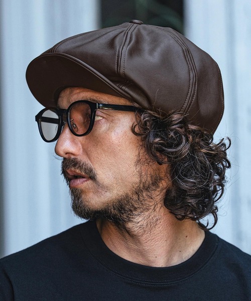 mko13697- Matte PU Leather Casquette PUレザーキャスケット(OP-262