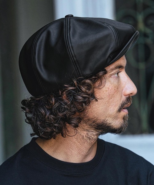 mko13697- Matte PU Leather Casquette PUレザーキャスケット(OP-262
