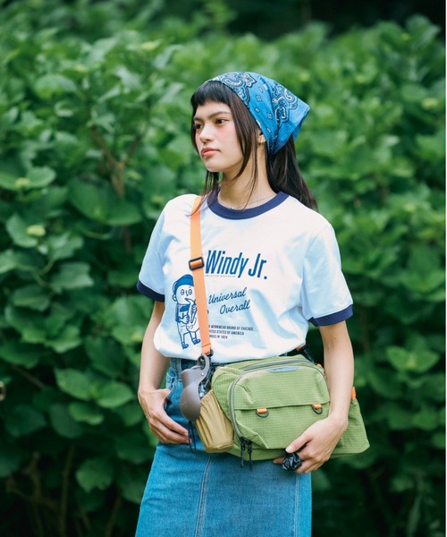 UNIVERSAL OVERALL(ユニバーサルオーバーオール)の「UNIVERSAL OVERALL / UOD / 3WAY OSANPO BAG / お散歩バッグ(ウエスト・ショルダー・ボディバッグ)(ボディバッグ/ウエストポーチ・キッズ・グリーン系その他2/ブラック・F)」の1枚目の写真