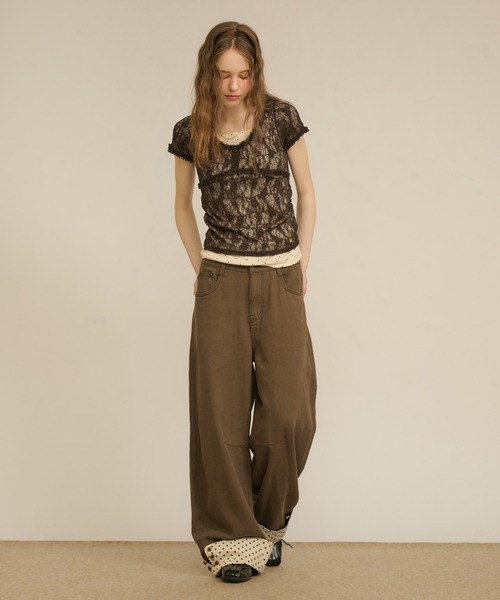 hazyl（ヘイジル）の「rollup wide pants / ロールアップワイドパンツ（デニムパンツ・レディース・インディゴブルー/ブラウン系その他・SMALL/MEDIUM）」の15枚目の写真