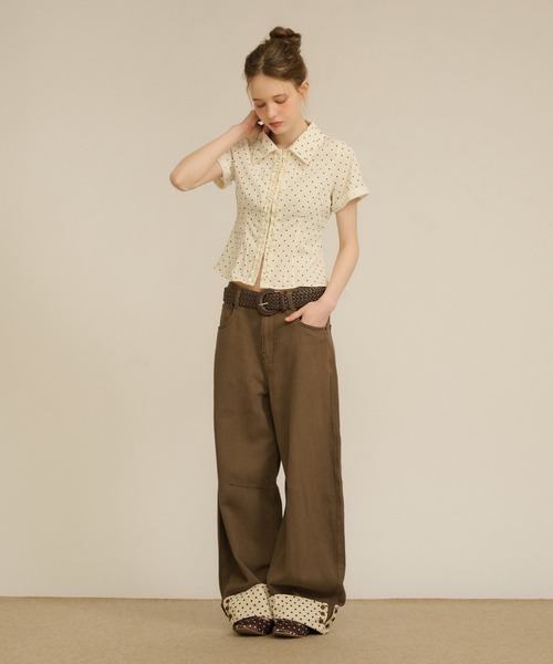 hazyl（ヘイジル）の「rollup wide pants / ロールアップワイドパンツ（デニムパンツ・レディース・インディゴブルー/ブラウン系その他・SMALL/MEDIUM）」の16枚目の写真