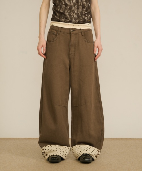 hazyl（ヘイジル）の「rollup wide pants / ロールアップワイドパンツ（デニムパンツ・レディース・インディゴブルー/ブラウン系その他・SMALL/MEDIUM）」の3枚目の写真