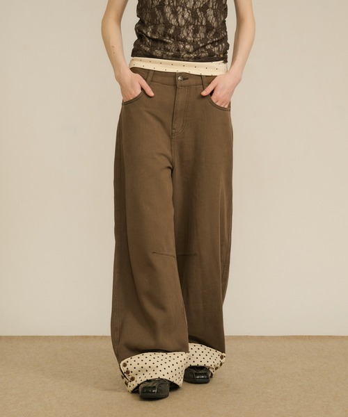 hazyl（ヘイジル）の「rollup wide pants / ロールアップワイドパンツ（デニムパンツ・レディース・インディゴブルー/ブラウン系その他・SMALL/MEDIUM）」の4枚目の写真