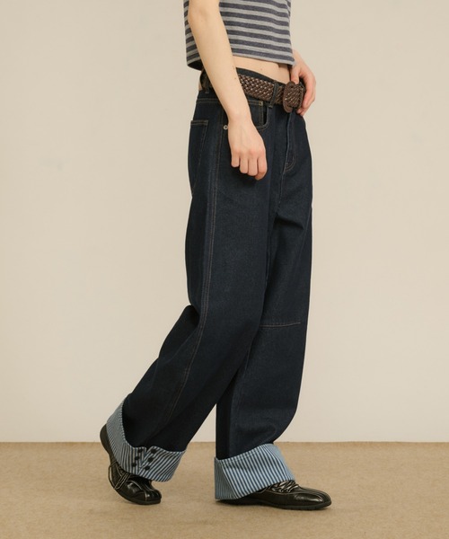 hazyl（ヘイジル）の「rollup wide pants / ロールアップワイドパンツ（デニムパンツ・レディース・インディゴブルー/ブラウン系その他・SMALL/MEDIUM）」の22枚目の写真