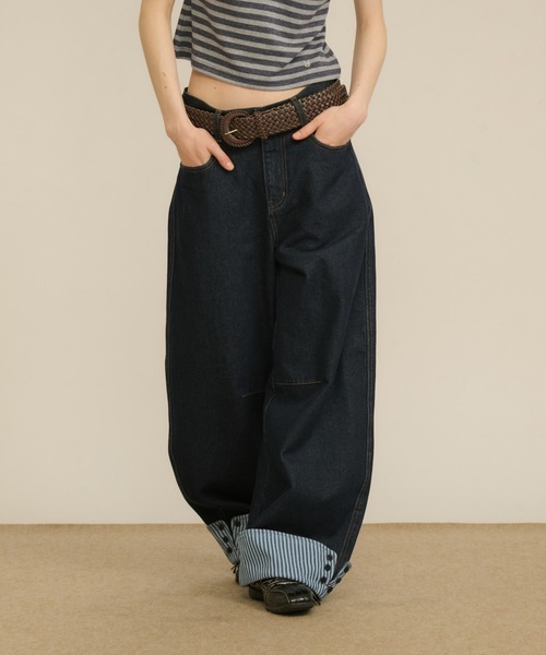 hazyl（ヘイジル）の「rollup wide pants / ロールアップワイドパンツ（デニムパンツ・レディース・インディゴブルー/ブラウン系その他・SMALL/MEDIUM）」の21枚目の写真