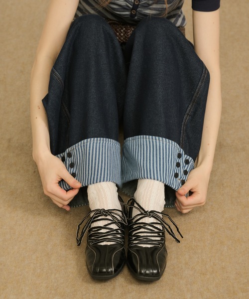 hazyl（ヘイジル）の「rollup wide pants / ロールアップワイドパンツ（デニムパンツ・レディース・インディゴブルー/ブラウン系その他・SMALL/MEDIUM）」の19枚目の写真