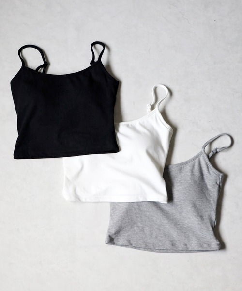 me+em select(ミームセレクト)の「【 カップ付き 】スクエアネックストラップショートキャミソール / square neck strap short camisole(キャミソール・レディース・ブラック/ホワイト/グレー・FREE)」の8枚目の写真