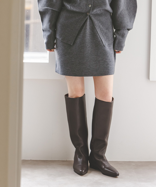Noble(ノーブル)の「《追加・新色》接結タック編みミニスカート(スカート・レディース・ライトグレー/ブラック・FREE)」の15枚目の写真