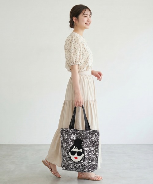 HAPPY FACE（ハッピーフェイス）の「EMMA 顔相良刺繍トート（トートバッグ・レディース・イエロー/レオパード/ストライプ/ブラック/ベージュ/グレー系1/ブラック系4/ゼブラ/レッド/グレー系2/グレー系3/グレー/ドット・ONE SIZE）」の18枚目の写真