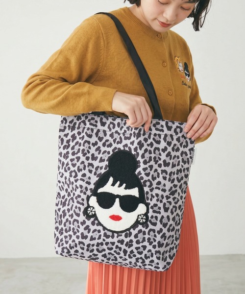 HAPPY FACE（ハッピーフェイス）の「EMMA 顔相良刺繍トート（トートバッグ・レディース・イエロー/レオパード/ストライプ/ブラック/ベージュ/グレー系1/ブラック系4/ゼブラ/レッド/グレー系2/グレー系3/グレー/ドット・ONE SIZE）」の22枚目の写真