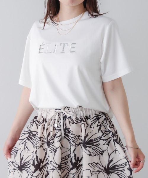 Bou Jeloud(ブージュルード)の「刺しゅうロゴT(Tシャツ/カットソー・レディース・オフホワイト/ブラック/ベージュ・FREE)」の1枚目の写真