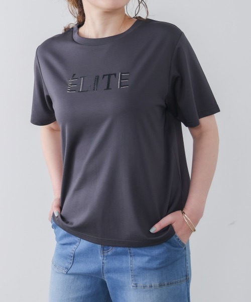 Bou Jeloud(ブージュルード)の「刺しゅうロゴT(Tシャツ/カットソー・レディース・オフホワイト/ブラック/ベージュ・FREE)」の2枚目の写真