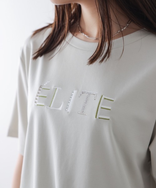 Bou Jeloud(ブージュルード)の「刺しゅうロゴT(Tシャツ/カットソー・レディース・オフホワイト/ブラック/ベージュ・FREE)」の4枚目の写真