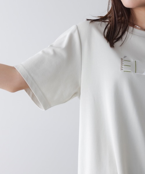 Bou Jeloud(ブージュルード)の「刺しゅうロゴT(Tシャツ/カットソー・レディース・オフホワイト/ブラック/ベージュ・FREE)」の8枚目の写真