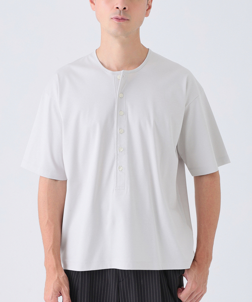 EDIFICE(エディフィス)の「Albini(アルビニ) DEEP LINE ヘンリーネックシャツ(Tシャツ/カットソー・メンズ・オートミール/チャコールグレー/ブラウン/ホワイト/オレンジ・LARGE/SMALL/MEDIUM)」の4枚目の写真