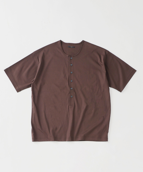 EDIFICE(エディフィス)の「Albini(アルビニ) DEEP LINE ヘンリーネックシャツ(Tシャツ/カットソー・メンズ・オートミール/チャコールグレー/ブラウン/ホワイト/オレンジ・LARGE/SMALL/MEDIUM)」の3枚目の写真